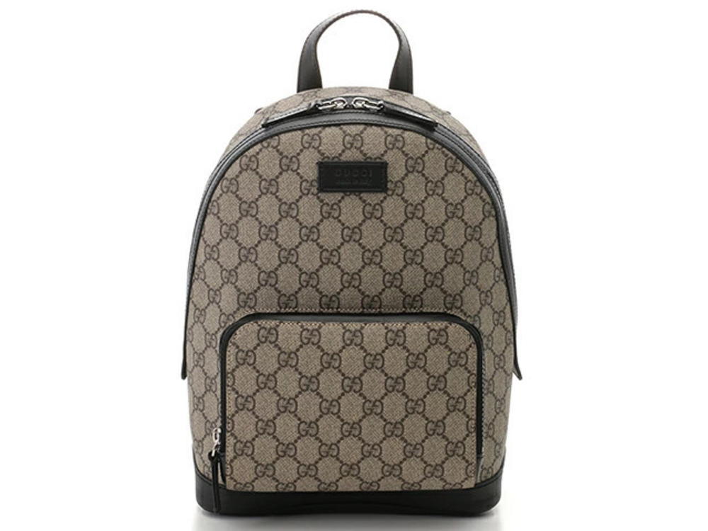 Gucci GG Supreme Backpack Beige Cream Black HU